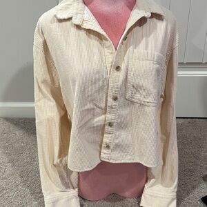American Eagle Outfitters Cream Jean Jacket
